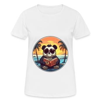 Panda süßer lustiger Cartoon Kawaii Buchstrand - Frauen T-Shirt atmungsaktiv - Weiß - Vorne - AI Model Female 172 dark (172cm)