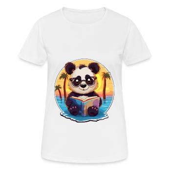 Panda Mignon Drôle Dessin Animé Kawaii Livre Plage - T-shirt respirant Femme - blanc - Devant - AI Model Female 172 dark (172cm)