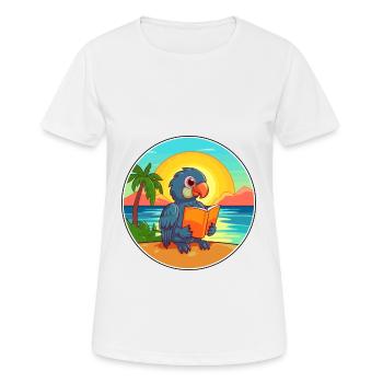 Papagei niedlicher lustiger Cartoon Kawaii Buchstrand - Frauen T-Shirt atmungsaktiv - Weiß - Vorne - AI Model Female 172 dark (172cm)