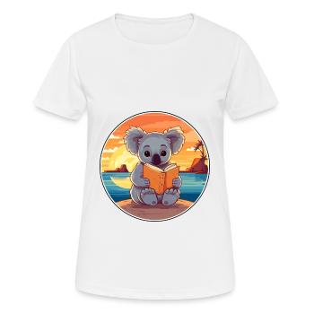 Koala Mignon Drôle Dessin Animé Kawaii Livre Plage - T-shirt respirant Femme - blanc - Devant - AI Model Female 172 dark (172cm)