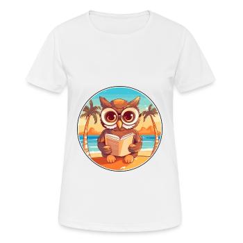 Eule Niedliche Lustige Karikatur Kawaii Buch Strand - Frauen T-Shirt atmungsaktiv - Weiß - Vorne - AI Model Female 172 dark (172cm)