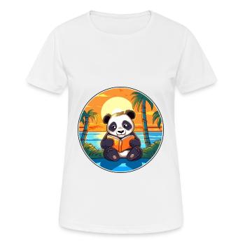 Panda Mignon Drôle Dessin Animé Kawaii Livre Plage - T-shirt respirant Femme - blanc - Devant - AI Model Female 172 dark (172cm)