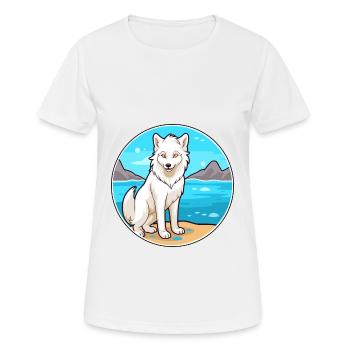 Arktischer Wolf Aquarell Cartoon Kawaii Clipart Haustier - Frauen T-Shirt atmungsaktiv - Weiß - Vorne - AI Model Female 172 dark (172cm)