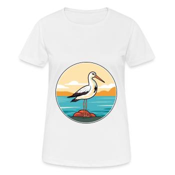 Avocet Watercolor Cartoon Kawaii Clipart Animal - Women's Breathable T-Shirt - white - Front - AI Model Female 172 dark (172cm)