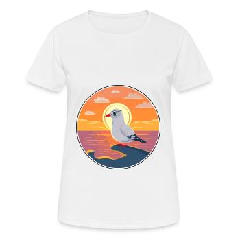 Mouette Mignon Drôle Dessin Animé Kawaii Livre Plage - T-shirt respirant Femme - blanc - Devant - AI Model Female 172 dark (172cm)