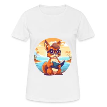 Squirrel Cute Funny Cartoon Kawaii Book Beach - Women's Breathable T-Shirt - white - Front - AI Model Female 172 dark (172cm)