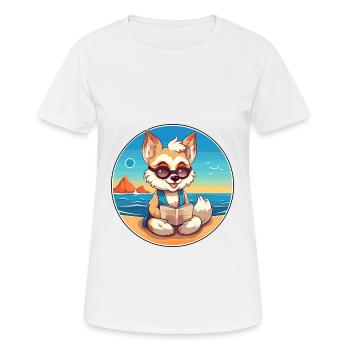 Wolf Cute Funny Cartoon Kawaii Book Beach - Women's Breathable T-Shirt - white - Front - AI Model Female 172 dark (172cm)
