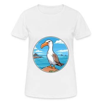 Albatross Watercolor Cartoon Kawaii Clipart Animal - Women's Breathable T-Shirt - white - Front - AI Model Female 172 dark (172cm)