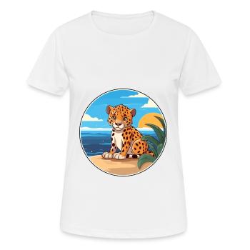 Amur Leopard Watercolor Cartoon Kawaii Clipart Pet - Women's Breathable T-Shirt - white - Front - AI Model Female 172 dark (172cm)