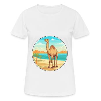 Camel Watercolor Cartoon Kawaii Clipart Animal - Women's Breathable T-Shirt - white - Front - AI Model Female 172 dark (172cm)
