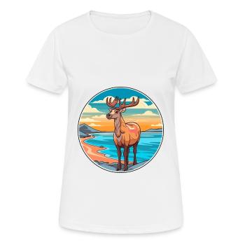 Caribou Watercolor Cartoon Kawaii Clipart Animal - Women's Breathable T-Shirt - white - Front - AI Model Female 172 dark (172cm)