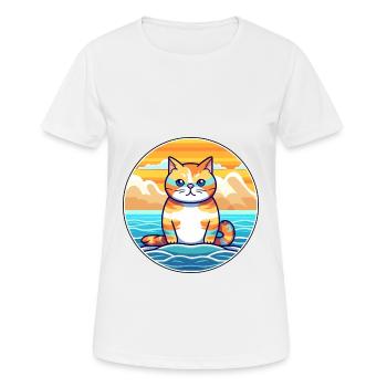 Katze Aquarell Karikatur Kawaii Clipart Tier - Frauen T-Shirt atmungsaktiv - Weiß - Vorne - AI Model Female 172 dark (172cm)