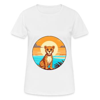 Cheetah Watercolor Cartoon Kawaii Clipart Animal - Women's Breathable T-Shirt - white - Front - AI Model Female 172 dark (172cm)