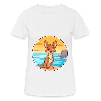 Coyote Watercolor Cartoon Kawaii Clipart Animal - Women's Breathable T-Shirt - white - Front - AI Model Female 172 dark (172cm)