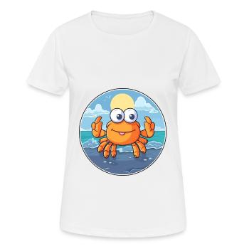 Crab Watercolor Cartoon Kawaii Clipart Animal - Women's Breathable T-Shirt - white - Front - AI Model Female 172 dark (172cm)
