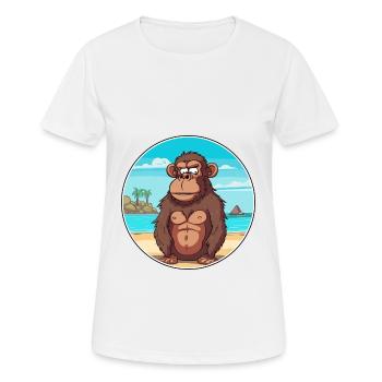 Babouin aquarelle dessin animé Kawaii Clipart Animal - T-shirt respirant Femme - blanc - Devant - AI Model Female 172 dark (172cm)