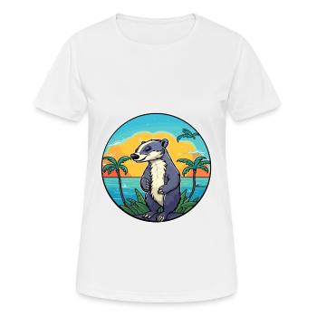 Blaireau Aquarelle Dessin Animé Kawaii Clipart Animal - T-shirt respirant Femme - blanc - Devant - AI Model Female 172 dark (172cm)