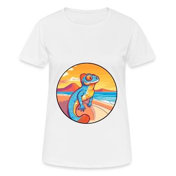 Chameleon Watercolor Cartoon Kawaii Clipart Animal - Women's Breathable T-Shirt - white - Front - AI Model Female 172 dark (172cm)