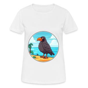 Crow Watercolor Cartoon Kawaii Clipart Animal - Women's Breathable T-Shirt - white - Front - AI Model Female 172 dark (172cm)