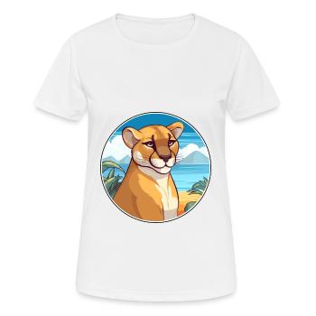 Cougar aquarelle dessin animé Kawaii Clipart Animal - T-shirt respirant Femme - blanc - Devant - AI Model Female 172 dark (172cm)