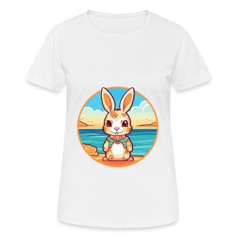 Lapin aquarelle dessin animé Kawaii Clipart Animal - T-shirt respirant Femme - blanc - Devant - AI Model Female 172 dark (172cm)