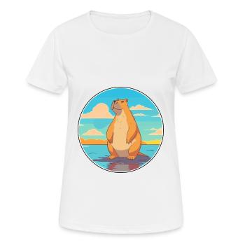 Capybara Watercolor Cartoon Kawaii Clipart Animal - Women's Breathable T-Shirt - white - Front - AI Model Female 172 dark (172cm)