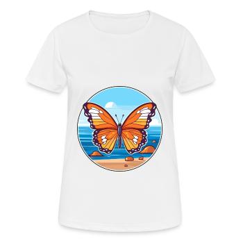 Papillon Aquarelle Dessin Animé Kawaii Clipart Animal - T-shirt respirant Femme - blanc - Devant - AI Model Female 172 dark (172cm)