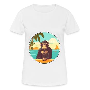 Chimpanzé aquarelle dessin animé Kawaii Clipart animal de compagnie - T-shirt respirant Femme - blanc - Devant - AI Model Female 172 dark (172cm)