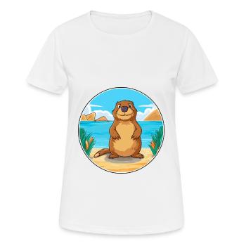 Biber Aquarell Cartoon Kawaii Clipart Tier - Frauen T-Shirt atmungsaktiv - Weiß - Vorne - AI Model Female 172 dark (172cm)