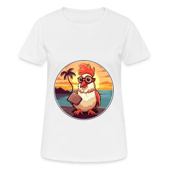 Hahn Niedlich Lustige Karikatur Kawaii Buch Strand - Frauen T-Shirt atmungsaktiv - Weiß - Vorne - AI Model Female 172 dark (172cm)