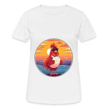 Hahn Niedlich Lustige Karikatur Kawaii Buch Strand - Frauen T-Shirt atmungsaktiv - Weiß - Vorne - AI Model Female 172 dark (172cm)