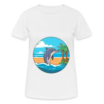 Delfin Aquarell Cartoon Kawaii Clipart Tier - Frauen T-Shirt atmungsaktiv - Weiß - Vorne - AI Model Female 172 dark (172cm)