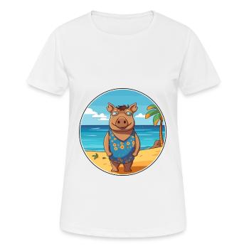 Boar Watercolor Cartoon Kawaii Clipart Animal - Women's Breathable T-Shirt - white - Front - AI Model Female 172 dark (172cm)