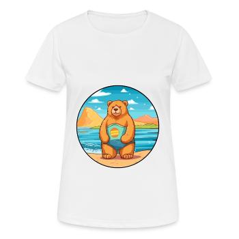 Ours Aquarelle Dessin Animé Kawaii Clipart Animal - T-shirt respirant Femme - blanc - Devant - AI Model Female 172 dark (172cm)