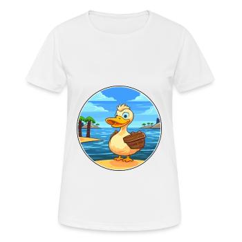 Duck Watercolor Cartoon Kawaii Clipart Animal - Women's Breathable T-Shirt - white - Front - AI Model Female 172 dark (172cm)