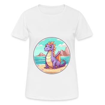 Dragon Watercolor Cartoon Kawaii Clipart Animal - Women's Breathable T-Shirt - white - Front - AI Model Female 172 dark (172cm)