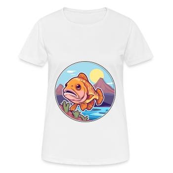 Fish Watercolor Cartoon Kawaii Clipart Animal - Women's Breathable T-Shirt - white - Front - AI Model Female 172 dark (172cm)