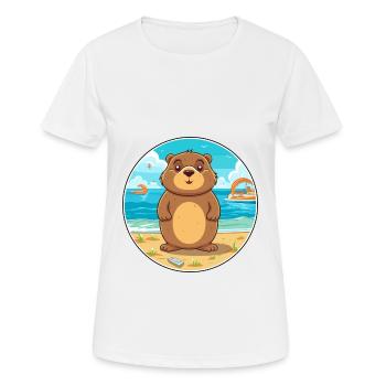Gopher Watercolor Cartoon Kawaii Clipart Animal - Women's Breathable T-Shirt - white - Front - AI Model Female 172 dark (172cm)