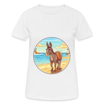Donkey Watercolor Cartoon Kawaii Clipart Animal - Women's Breathable T-Shirt - white - Front - AI Model Female 172 dark (172cm)