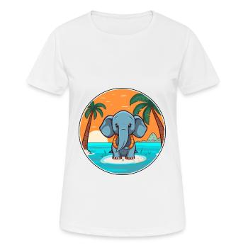 Elephant Watercolor Cartoon Kawaii Clipart Animal - Women's Breathable T-Shirt - white - Front - AI Model Female 172 dark (172cm)