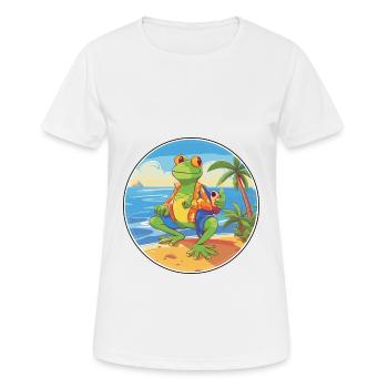 Grenouille aquarelle dessin animé Kawaii Clipart Animal - T-shirt respirant Femme - blanc - Devant - AI Model Female 172 dark (172cm)