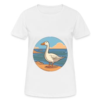 Oie aquarelle dessin animé Kawaii Clipart Animal - T-shirt respirant Femme - blanc - Devant - AI Model Female 172 dark (172cm)