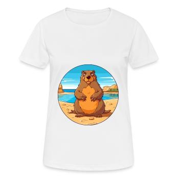 Marmotte aquarelle dessin animé Kawaii Clipart Animal - T-shirt respirant Femme - blanc - Devant - AI Model Female 172 dark (172cm)