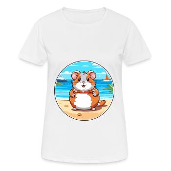 Hamster Watercolor Cartoon Kawaii Clipart Animal - Women's Breathable T-Shirt - white - Front - AI Model Female 172 dark (172cm)
