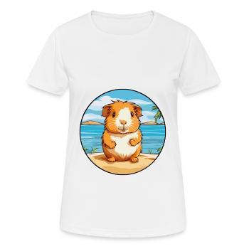 Guinea Pig Watercolor Cartoon Kawaii Clipart Pet - Women's Breathable T-Shirt - white - Front - AI Model Female 172 dark (172cm)