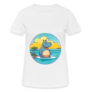 Nilpferd Aquarell Cartoon Kawaii Clipart Tier - Frauen T-Shirt atmungsaktiv - Weiß - Vorne - AI Model Female 172 dark (172cm)