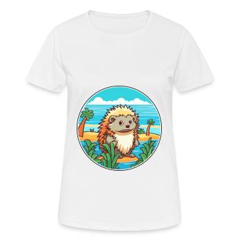 Hedgehog Watercolor Cartoon Kawaii Clipart Animal - Women's Breathable T-Shirt - white - Front - AI Model Female 172 dark (172cm)