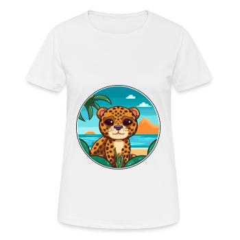 Jaguar aquarelle dessin animé Kawaii Clipart Animal - T-shirt respirant Femme - blanc - Devant - AI Model Female 172 dark (172cm)