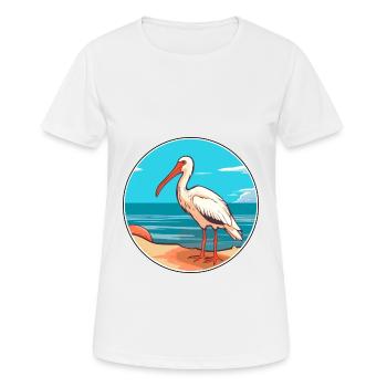 Ibis Watercolor Cartoon Kawaii Clipart Animal - Women's Breathable T-Shirt - white - Front - AI Model Female 172 dark (172cm)