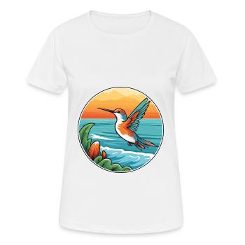 Colibri aquarelle dessin animé Kawaii Clipart animal de compagnie - T-shirt respirant Femme - blanc - Devant - AI Model Female 172 dark (172cm)